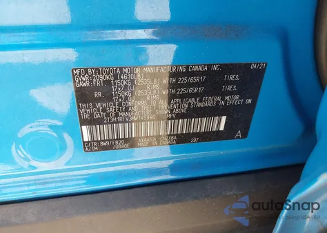 2021 Toyota Rav4 Le from USA, damaged, VIN 2T3H1RFV3MW145946